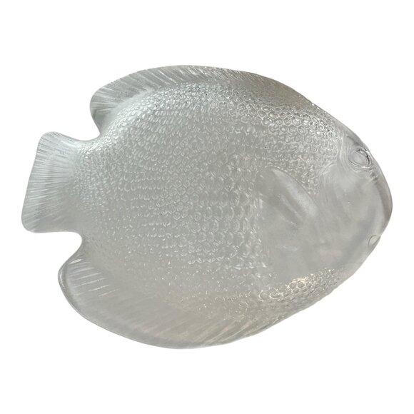 Vintage 1970s 1980s Arcoroc France Glass Fish Plate 10x8 Coastal Nautical Beach - Picture 3 of 4